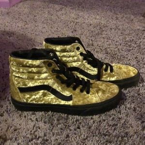 High top velvety gold Vans sneakers